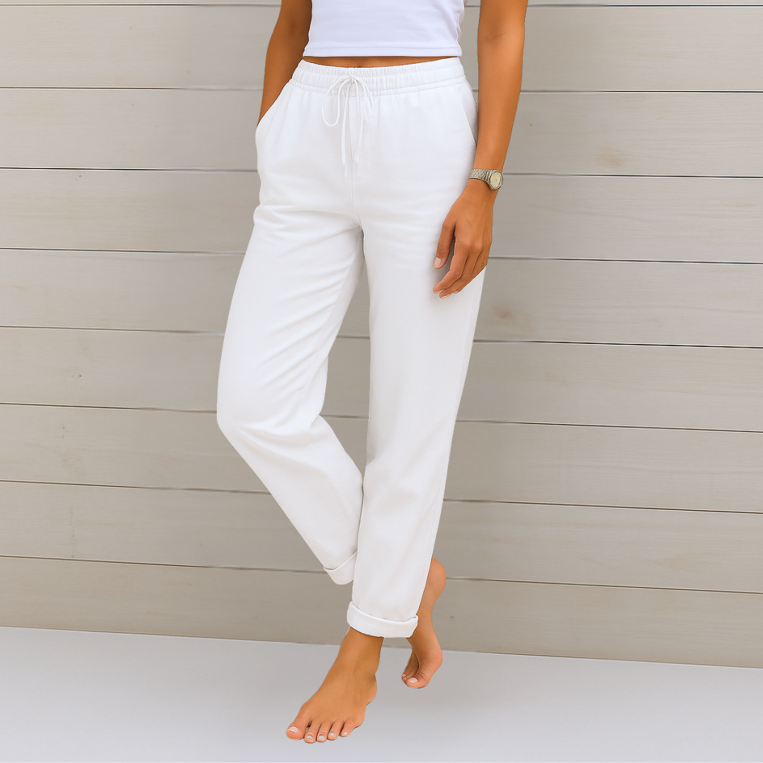 Maylora | Linen Trousers with Elastic Finish