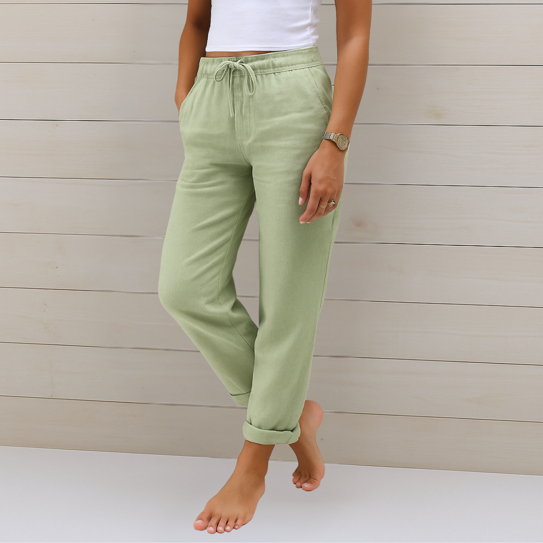 Maylora | Linen Trousers with Elastic Finish