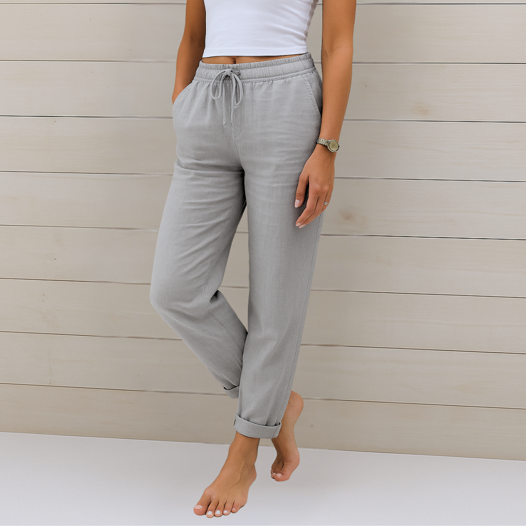 Maylora | Linen Trousers with Elastic Finish