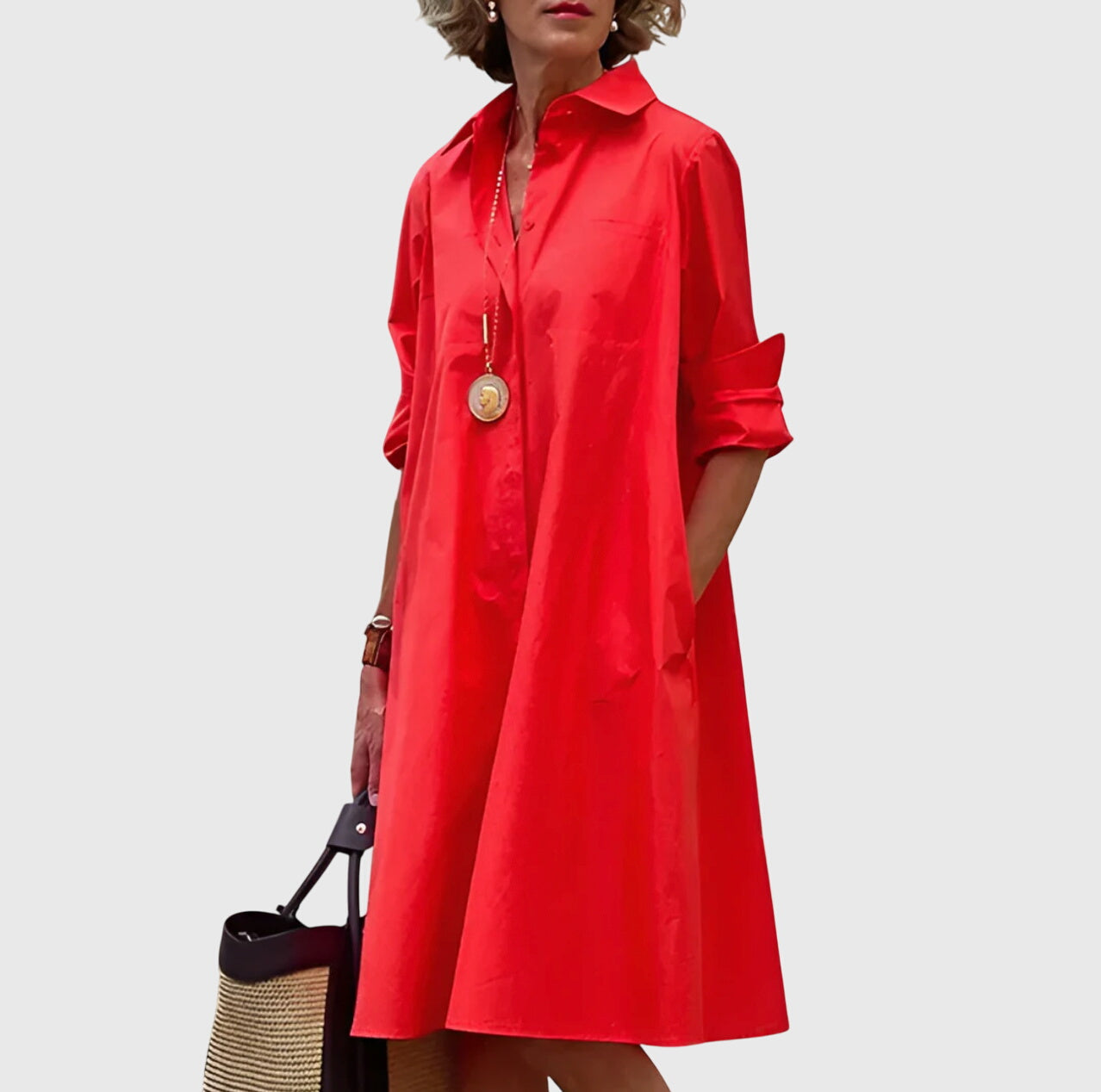 Carole - Women's midi dress with a flowing cut and effortless comfort