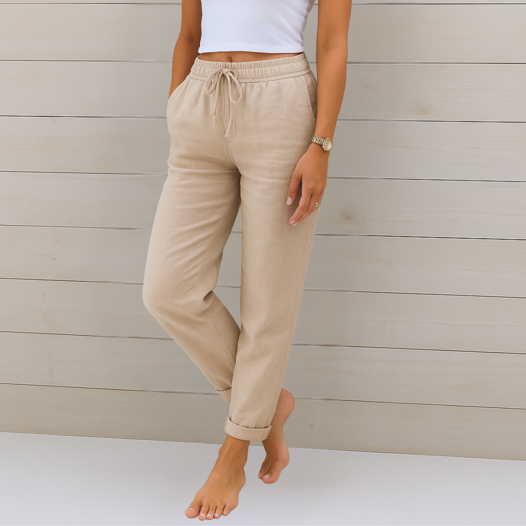 Maylora | Linen Trousers with Elastic Finish