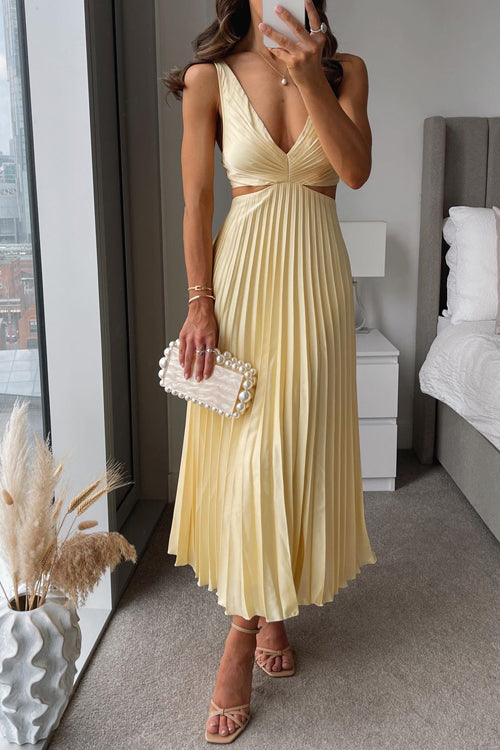 Lotus - Elegant pleated evening midi dress for women