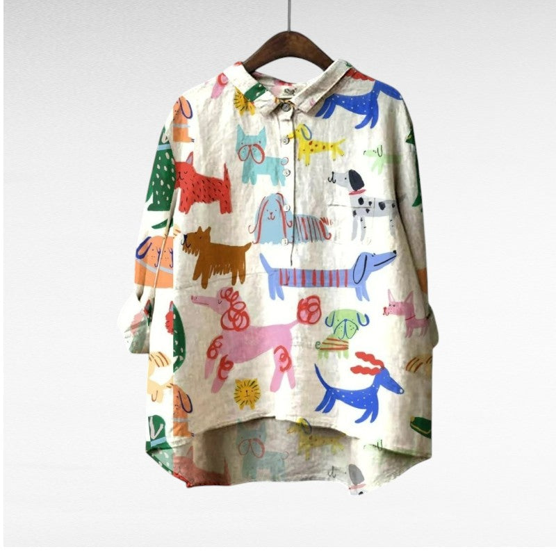 Mary Jane® | Exclusive Women's Blouse with Dog Pattern
