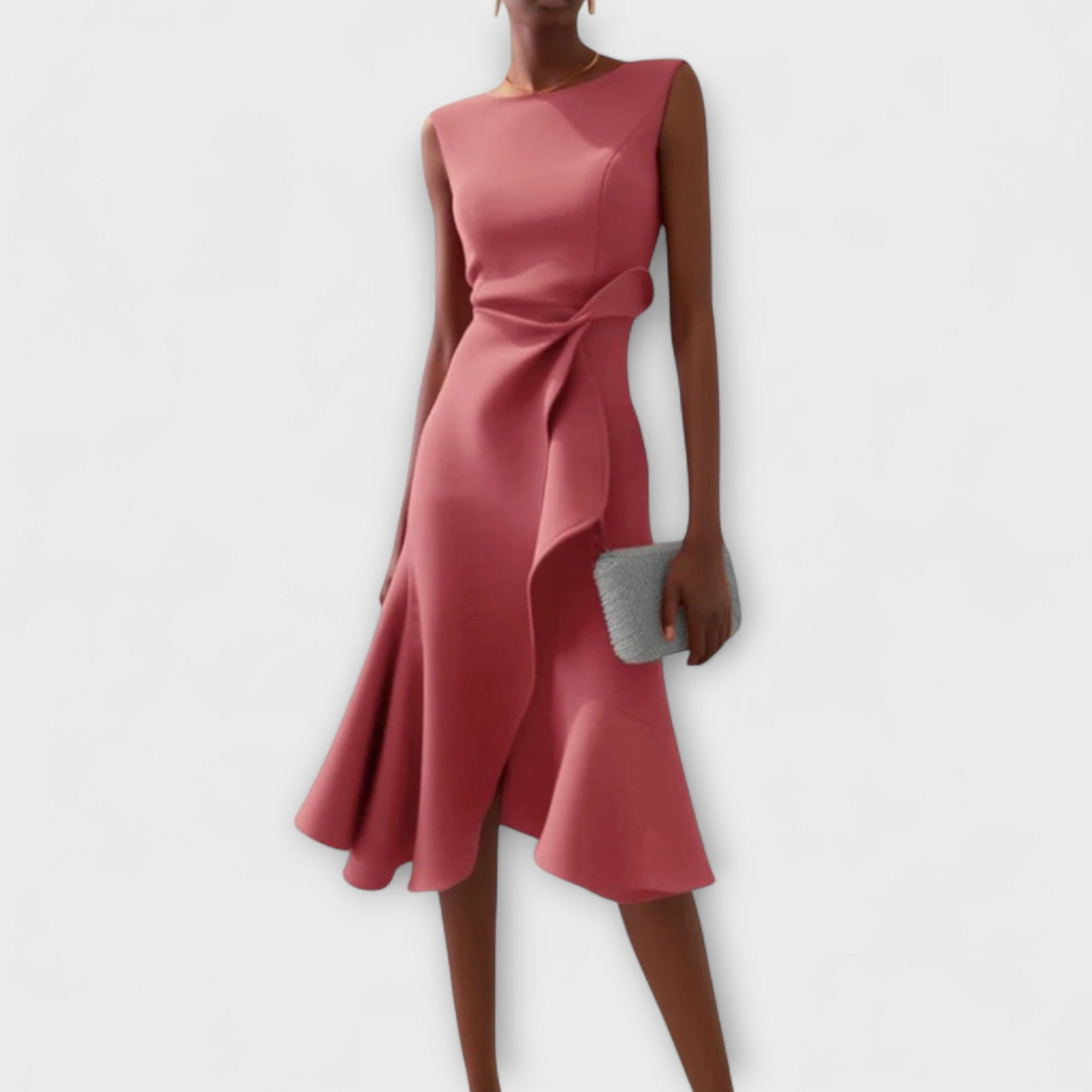 Julia - Asymmetrical Draped Midi Dress