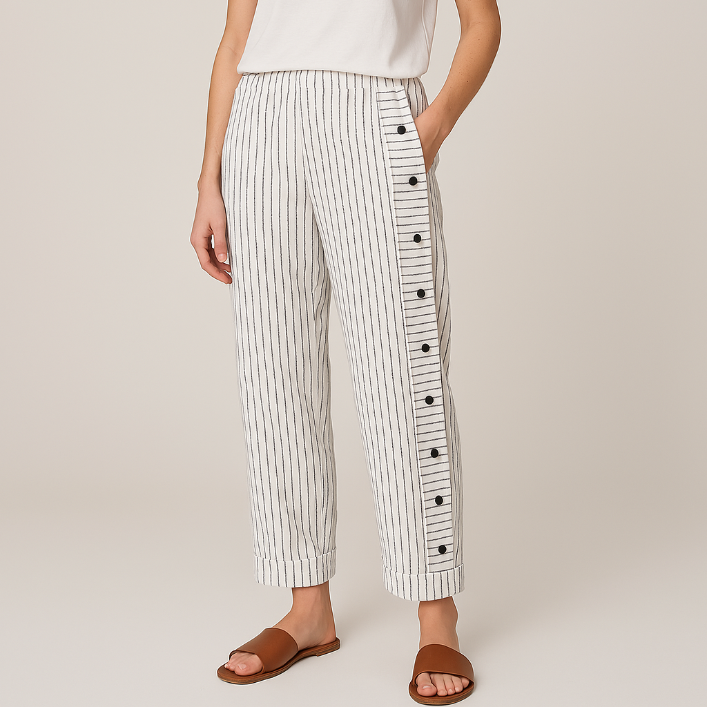 Sera™ | Striped Trousers with Buttons
