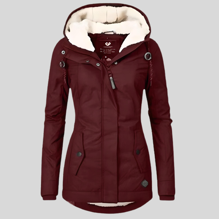 Alienor | Waterproof Long Coat with Hood and Lining