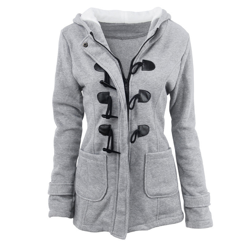 Livia™ Vintage Buckle Hooded Jacket