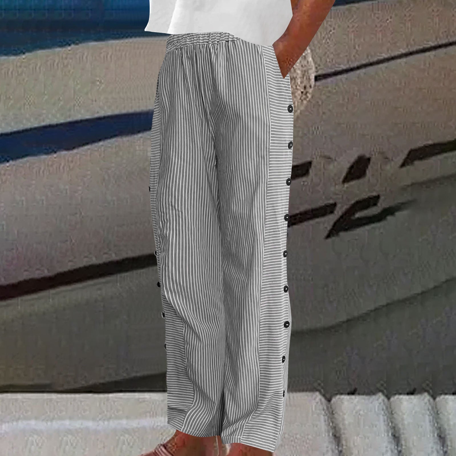 Sera™ | Striped Trousers with Buttons