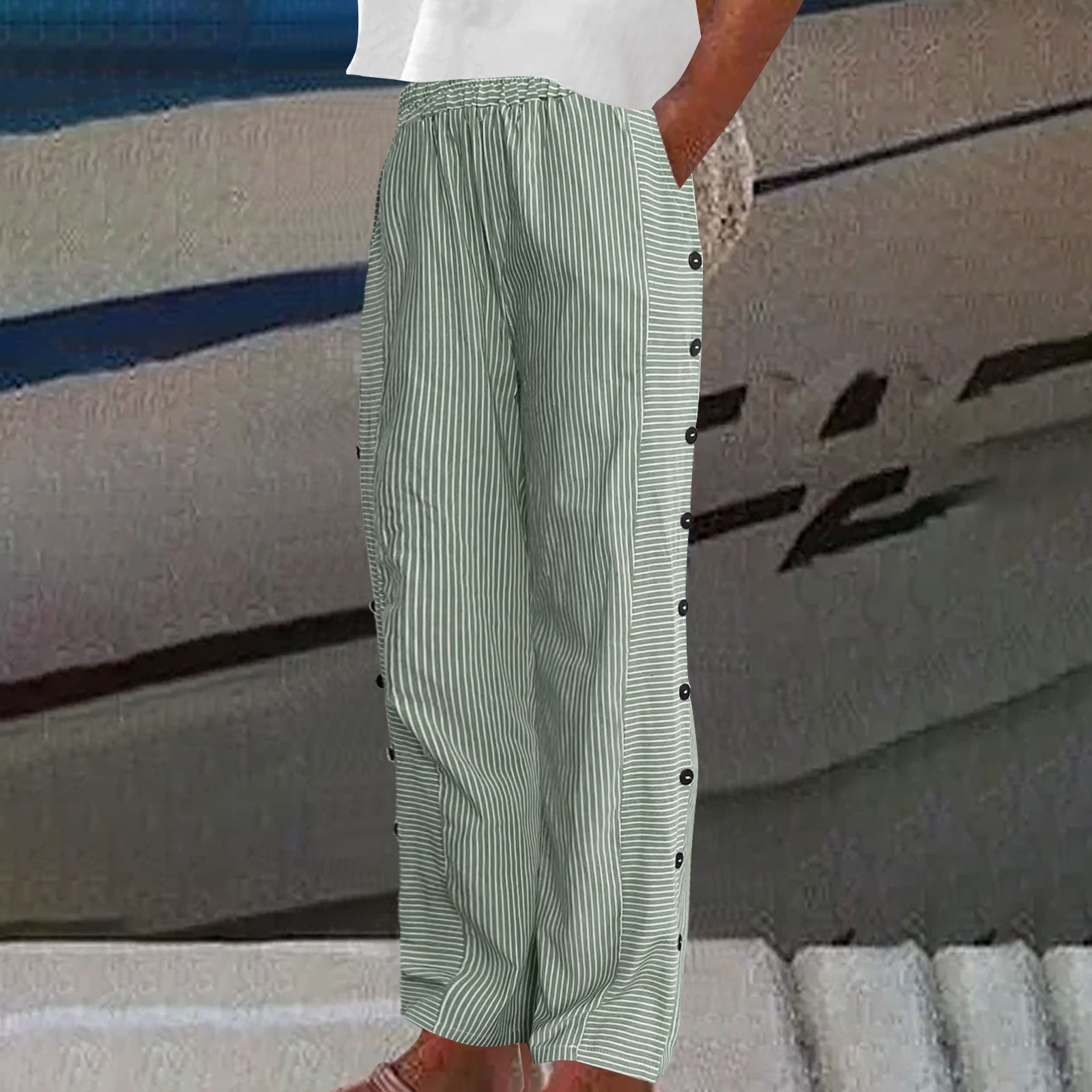 Sera™ | Striped Trousers with Buttons