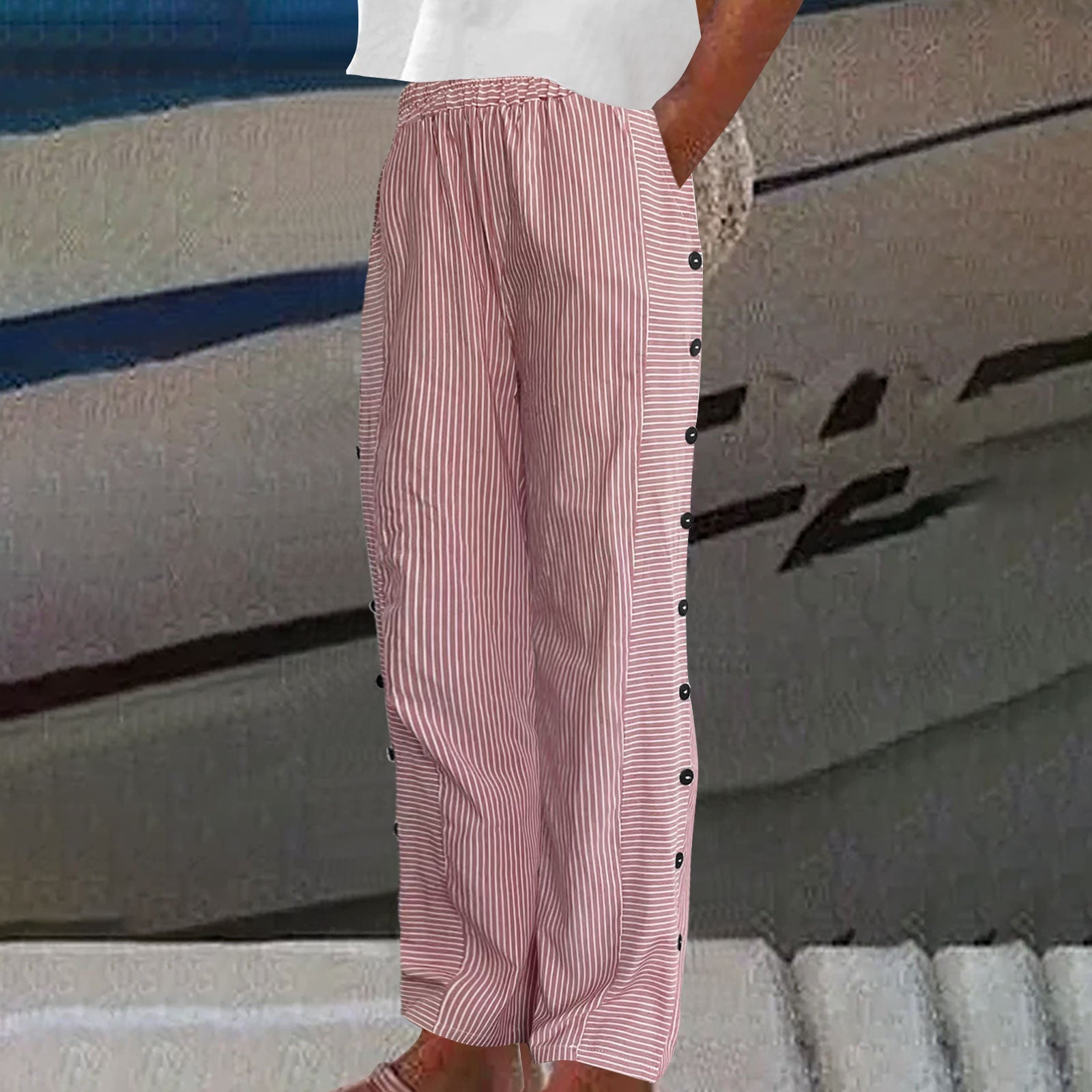 Sera™ | Striped Trousers with Buttons
