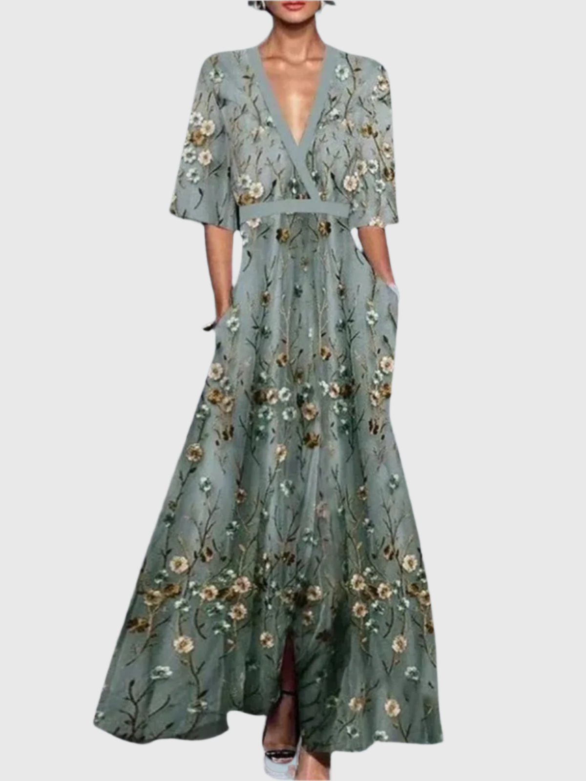 Nora - V Neck Long Dress