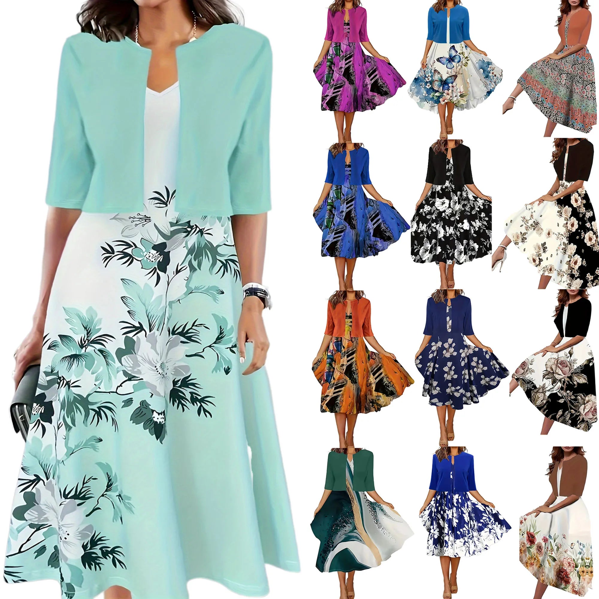 Emilie - Chic ladies summer midi dress with blazer