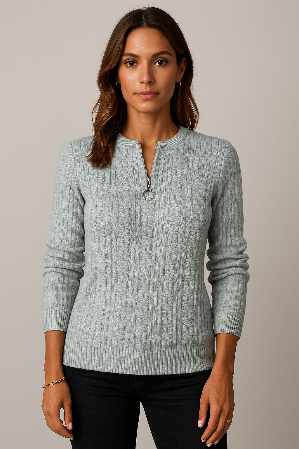 Julia | Elegant knitted jumper with zip