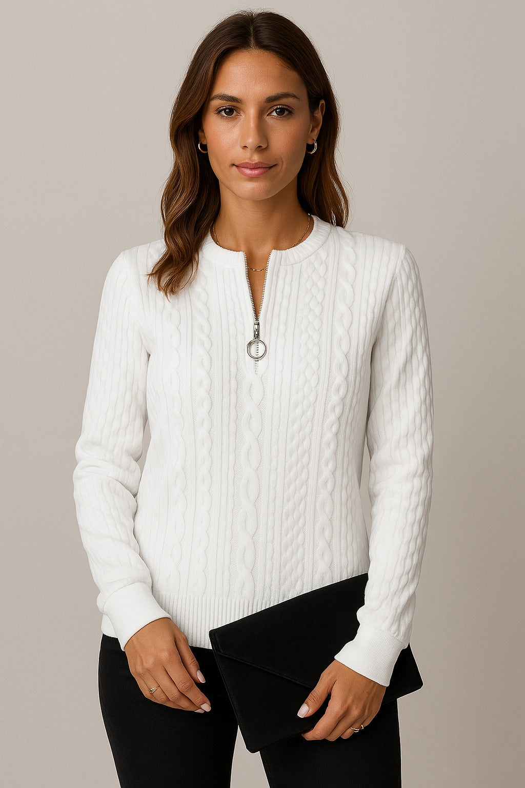 Julia | Elegant knitted jumper with zip