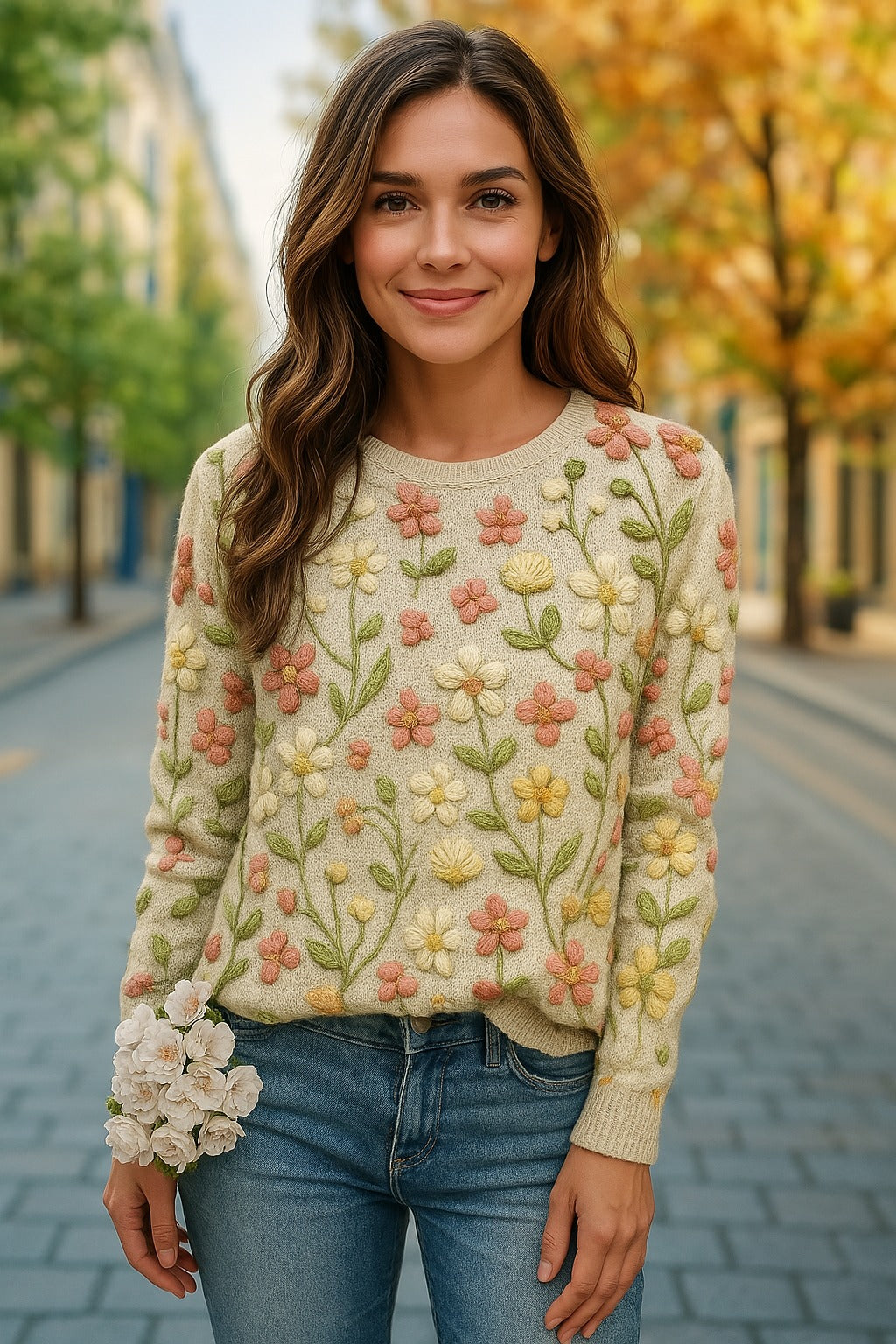 Gertruda | jumper with Floral Pattern