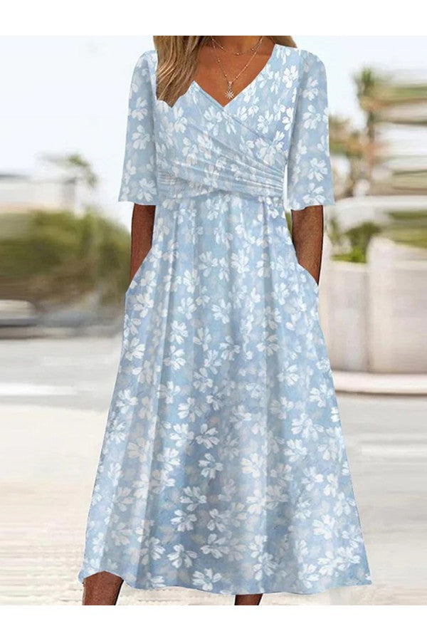 Michelle – Floral Midi Dress with Pockets