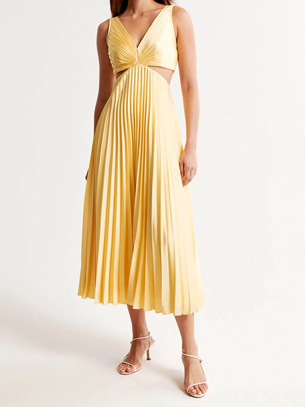 Judy - Elegant pleated evening midi dress for women
